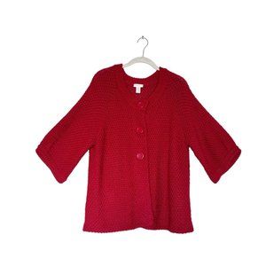 Chico's Button Front Wool Blend Knit Sweater in Red - Size 0 (S)